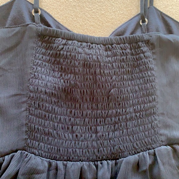 Aeropostale Tiered Ruffle Dress Spaghetti Straps Chiffon Black Medium M - Picture 8 of 10
